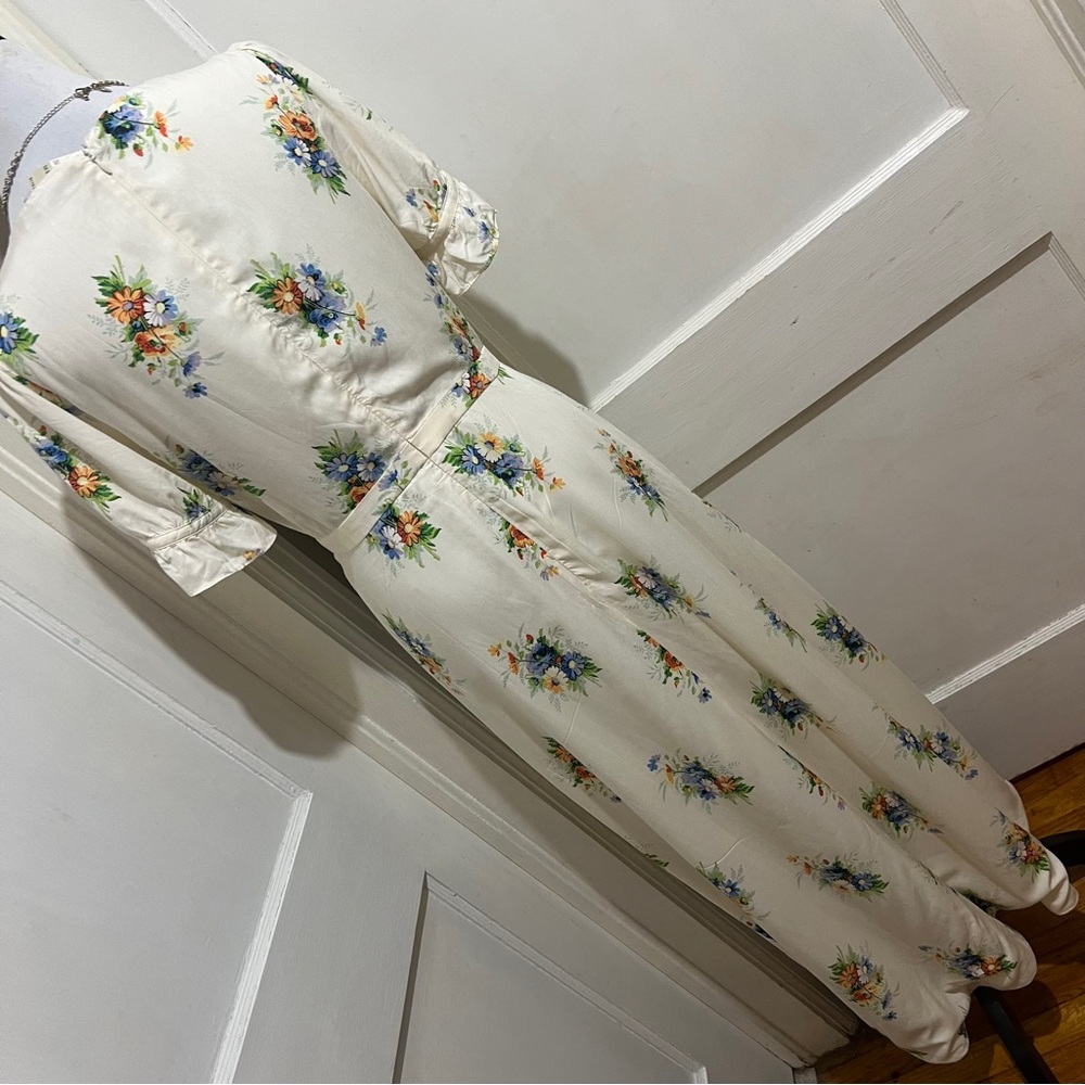 Madewell Cream Floral Maxi Dress with Blue & Orange Bouquet Print - Picture 7 of 16